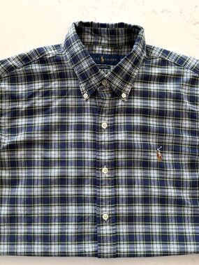 NEW Ralph Lauren mens medium plaid cotton button down long sleeve classic fit